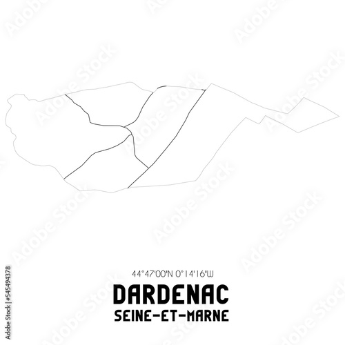 DARDENAC Seine-et-Marne. Minimalistic street map with black and white lines.