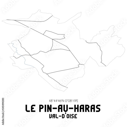 LE PIN-AU-HARAS Val-d'Oise. Minimalistic street map with black and white lines.