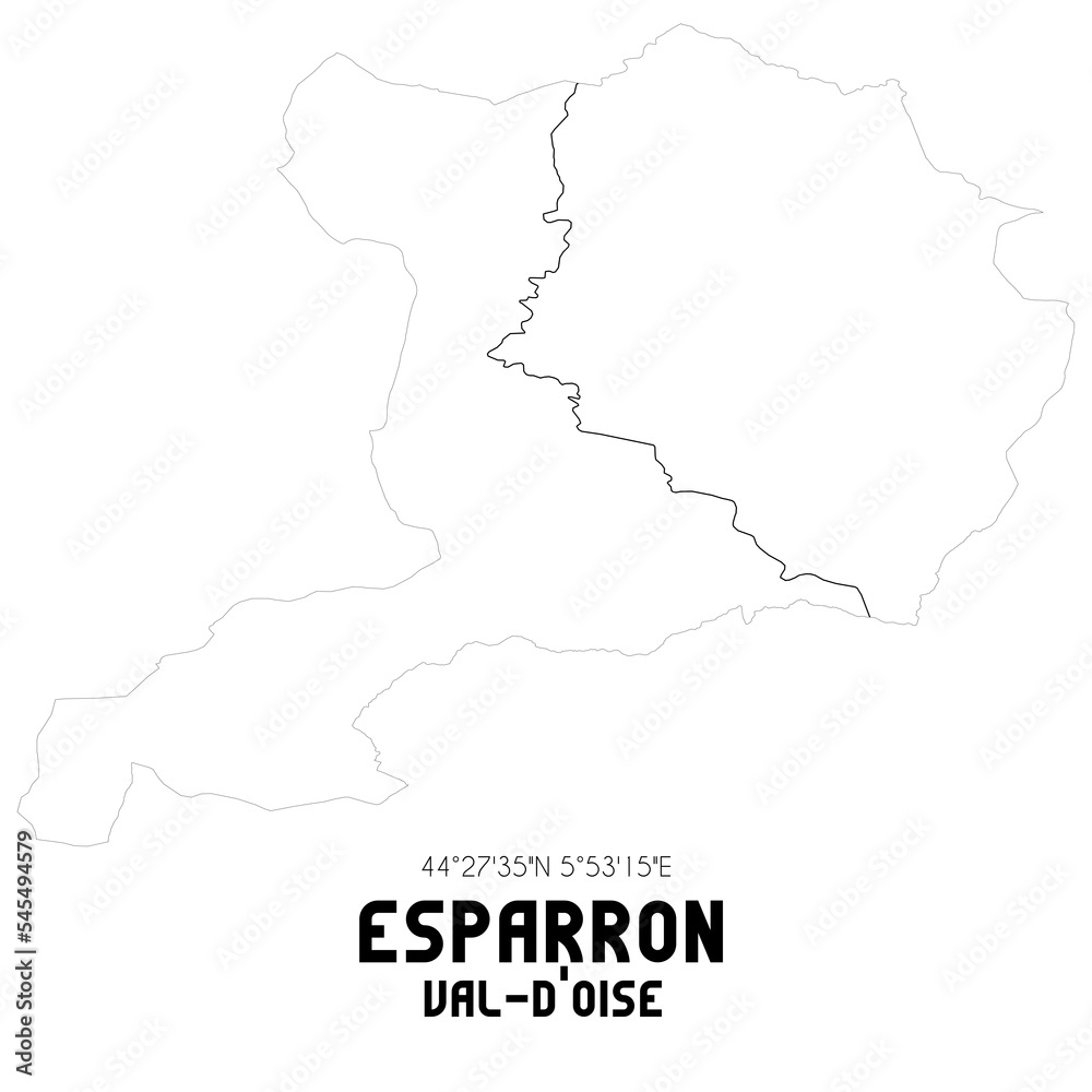 ESPARRON Val-d'Oise. Minimalistic street map with black and white lines. ESPARRON Val-d'Oise. Minimalistic street map with black and white lines.