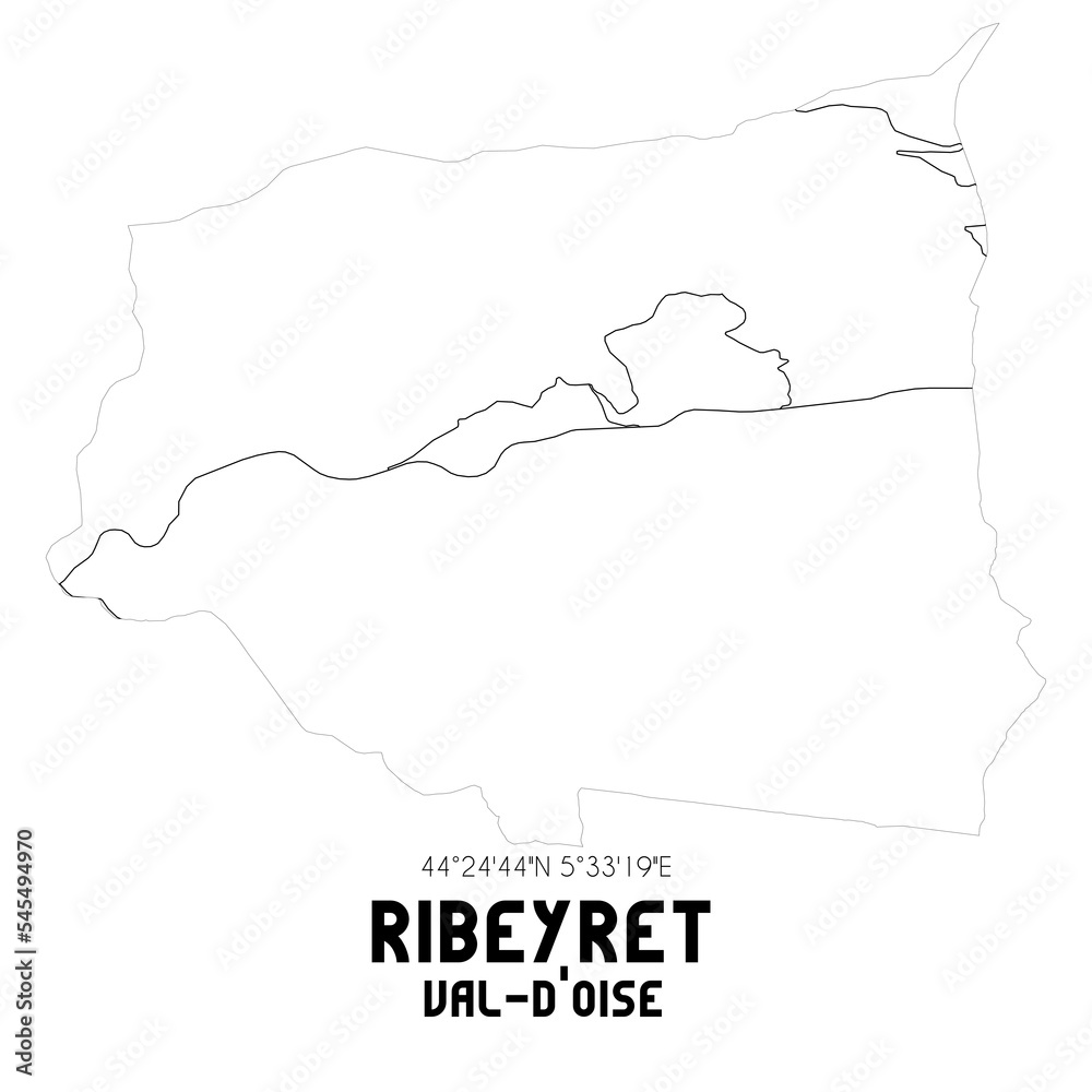 RIBEYRET Val-d'Oise. Minimalistic street map with black and white lines. RIBEYRET Val-d'Oise. Minimalistic street map with black and white lines.