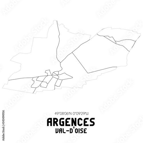 ARGENCES Val-d'Oise. Minimalistic street map with black and white lines.