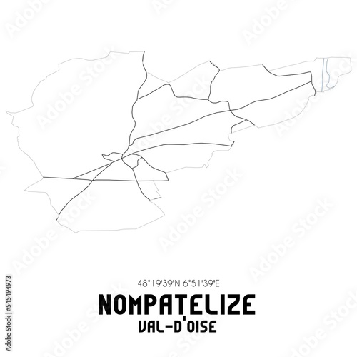 NOMPATELIZE Val-d'Oise. Minimalistic street map with black and white lines.