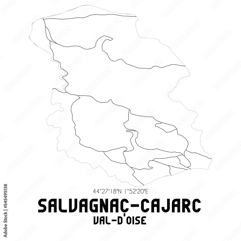 SALVAGNAC-CAJARC Val-d'Oise. Minimalistic street map with black and white lines.