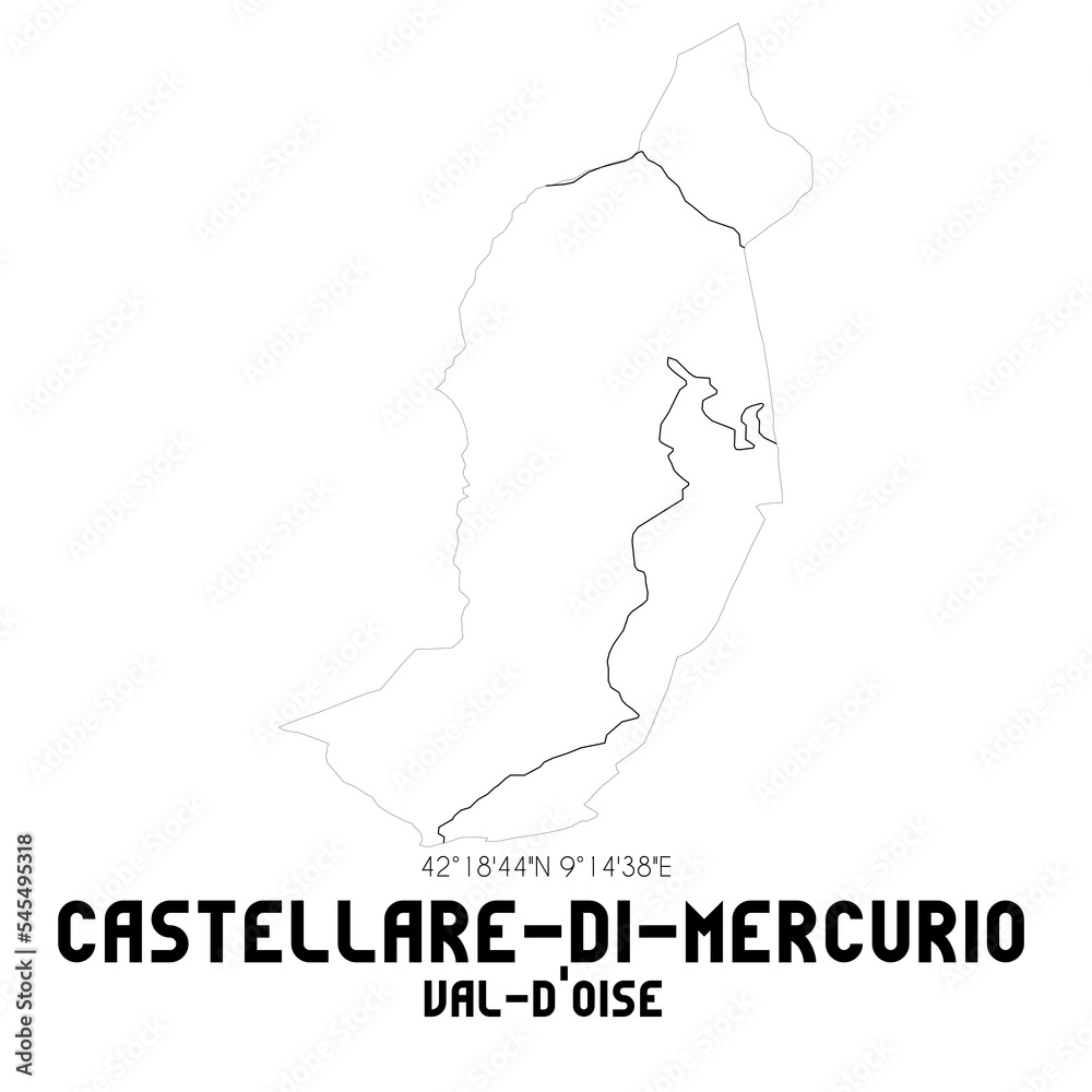 CASTELLARE-DI-MERCURIO Val-d'Oise. Minimalistic street map with black and white lines. CASTELLARE-DI-MERCURIO Val-d'Oise. Minimalistic street map with black and white lines.