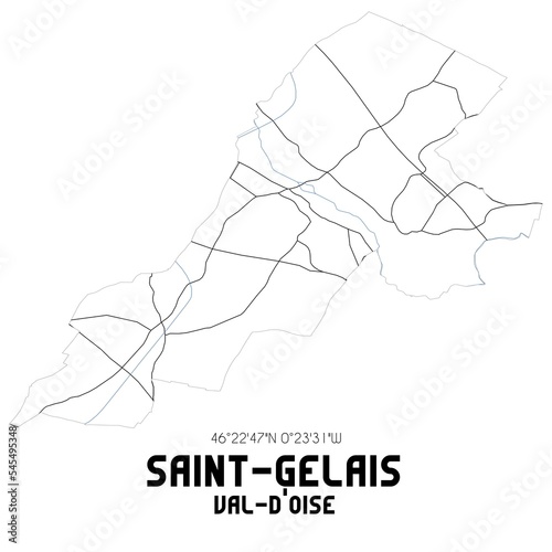 SAINT-GELAIS Val-d'Oise. Minimalistic street map with black and white lines.