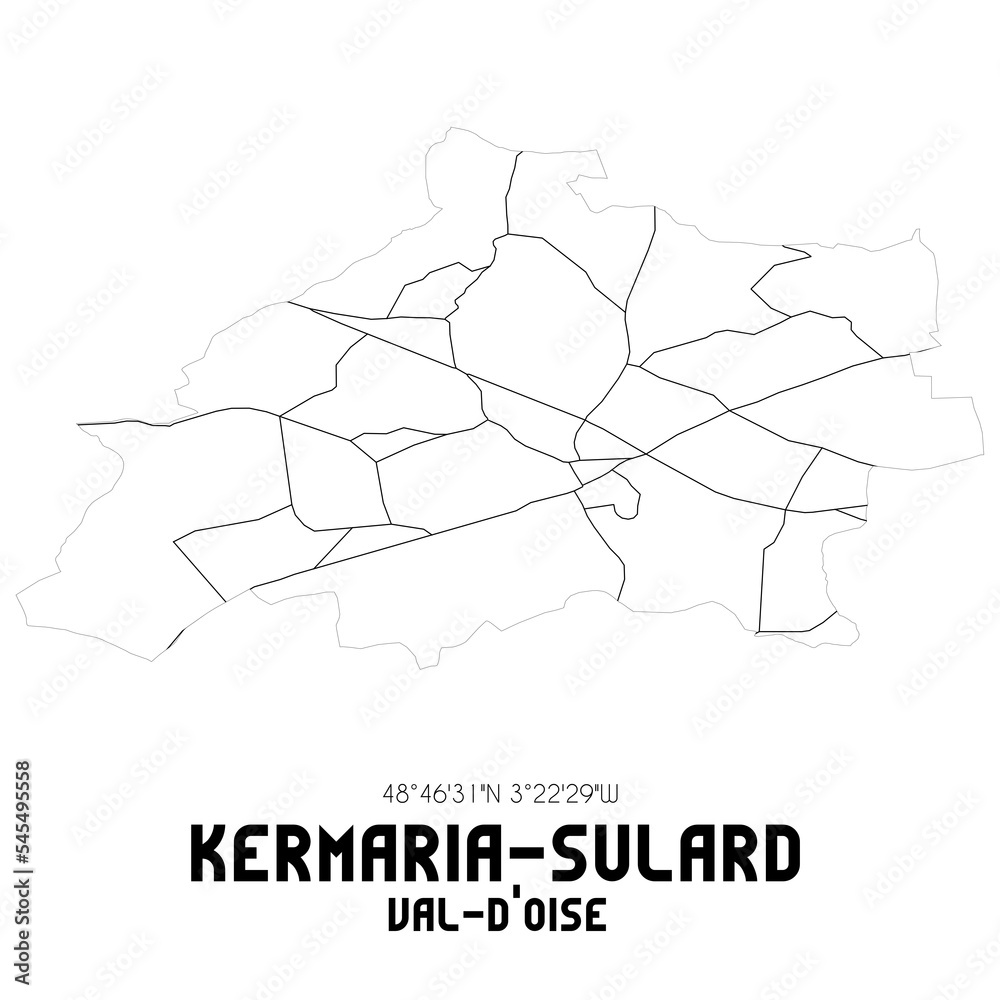 KERMARIA-SULARD Val-d'Oise. Minimalistic street map with black and white lines. KERMARIA-SULARD Val-d'Oise. Minimalistic street map with black and white lines.