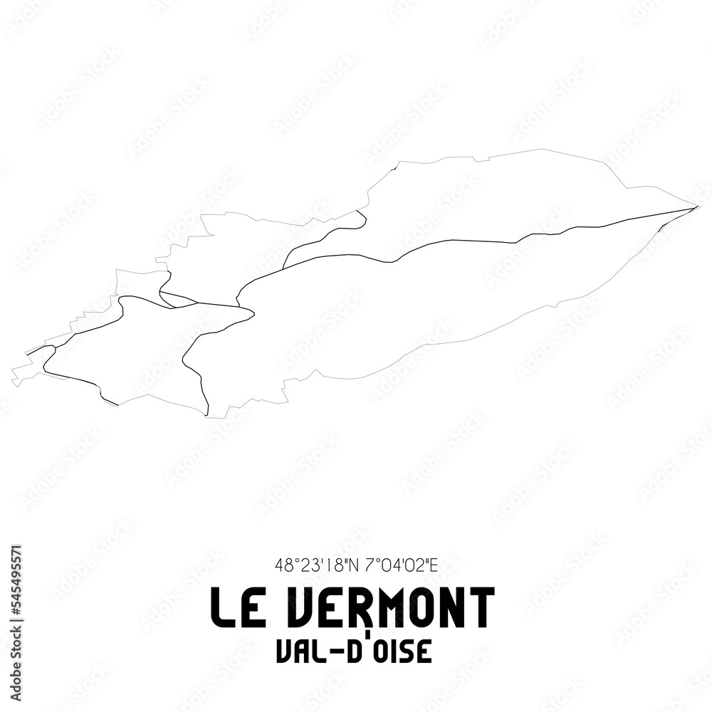 LE VERMONT Val-d'Oise. Minimalistic street map with black and white lines.