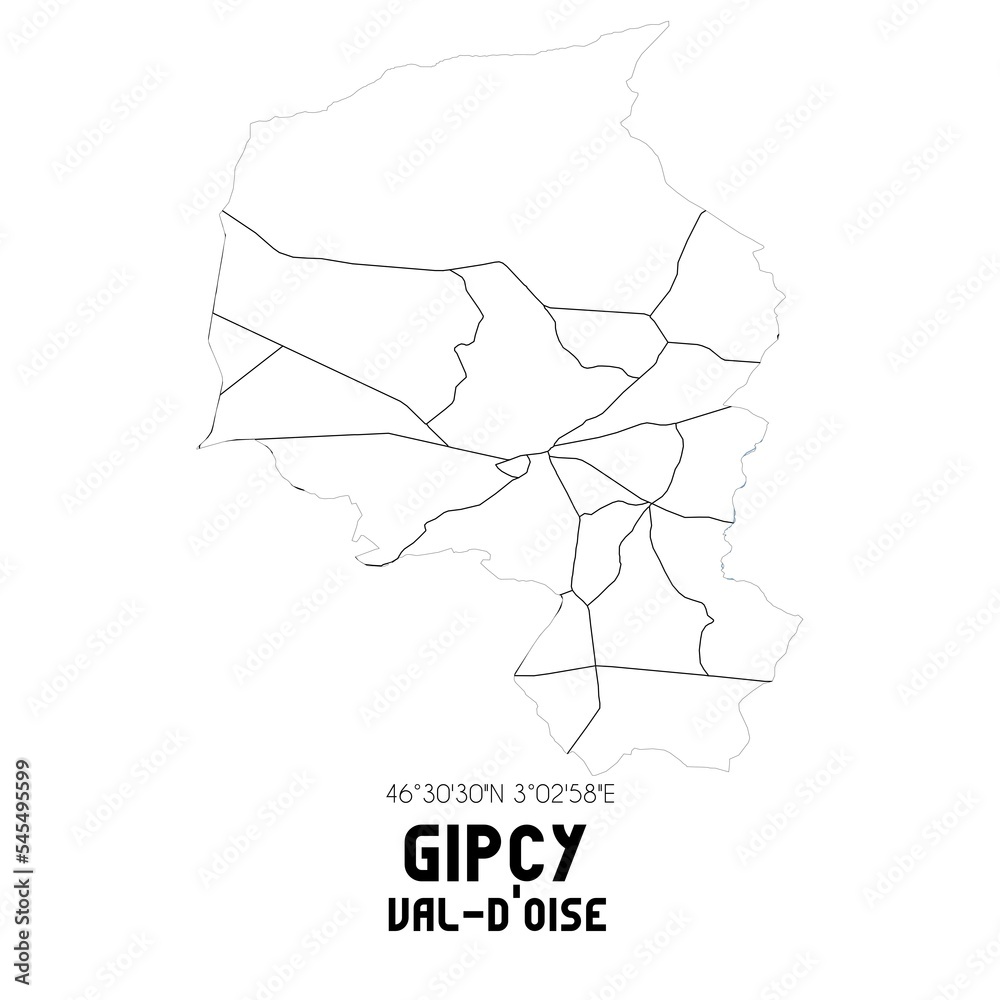 GIPCY Val-d'Oise. Minimalistic street map with black and white lines.