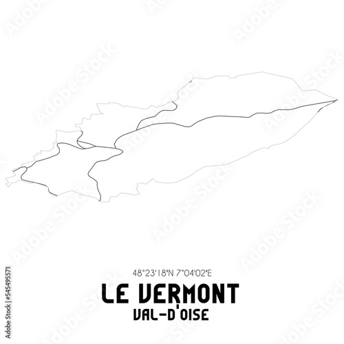 LE VERMONT Val-d Oise. Minimalistic street map with black and white lines.