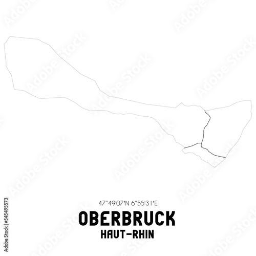 OBERBRUCK Haut-Rhin. Minimalistic street map with black and white lines.