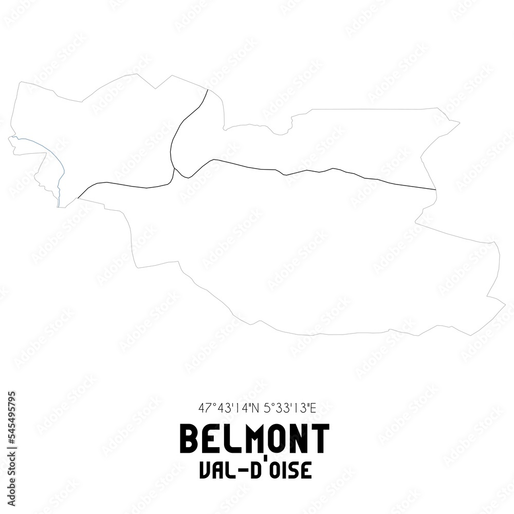 BELMONT Val-d'Oise. Minimalistic street map with black and white lines.