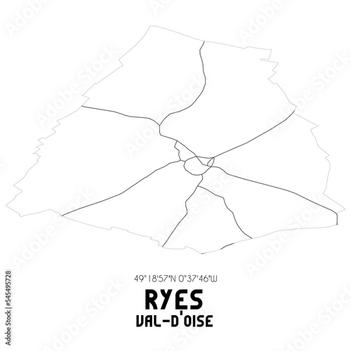 RYES Val-d'Oise. Minimalistic street map with black and white lines.