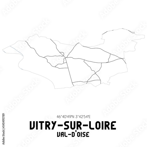 VITRY-SUR-LOIRE Val-d'Oise. Minimalistic street map with black and white lines.