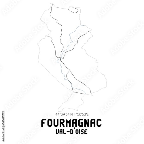 FOURMAGNAC Val-d'Oise. Minimalistic street map with black and white lines.