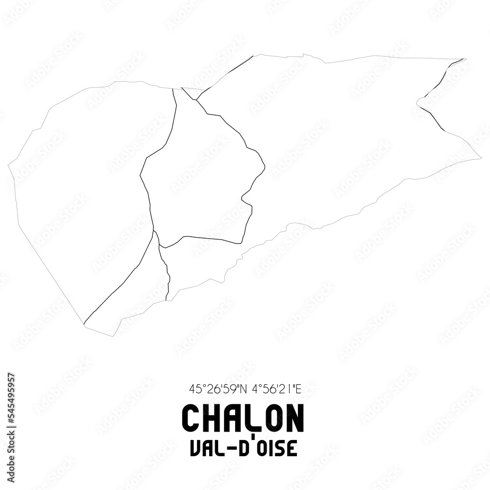 CHALON Val-d'Oise. Minimalistic street map with black and white lines.