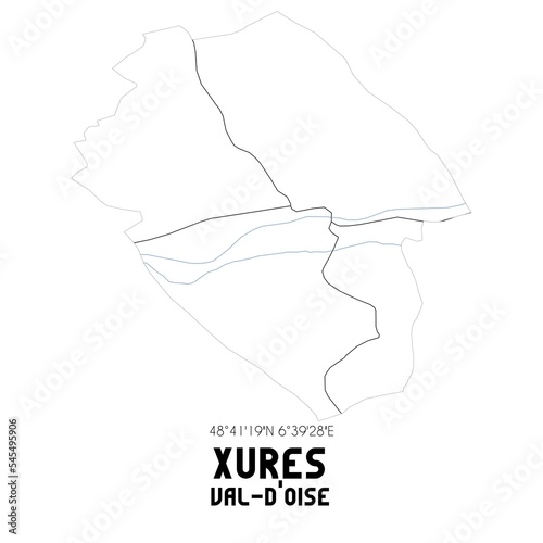 XURES Val-d'Oise. Minimalistic street map with black and white lines. photo