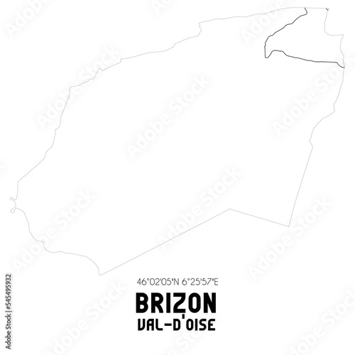 BRIZON Val-d'Oise. Minimalistic street map with black and white lines.