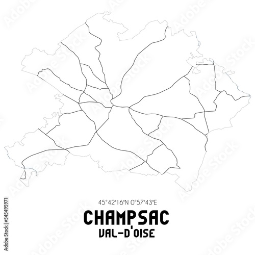 CHAMPSAC Val-d'Oise. Minimalistic street map with black and white lines.