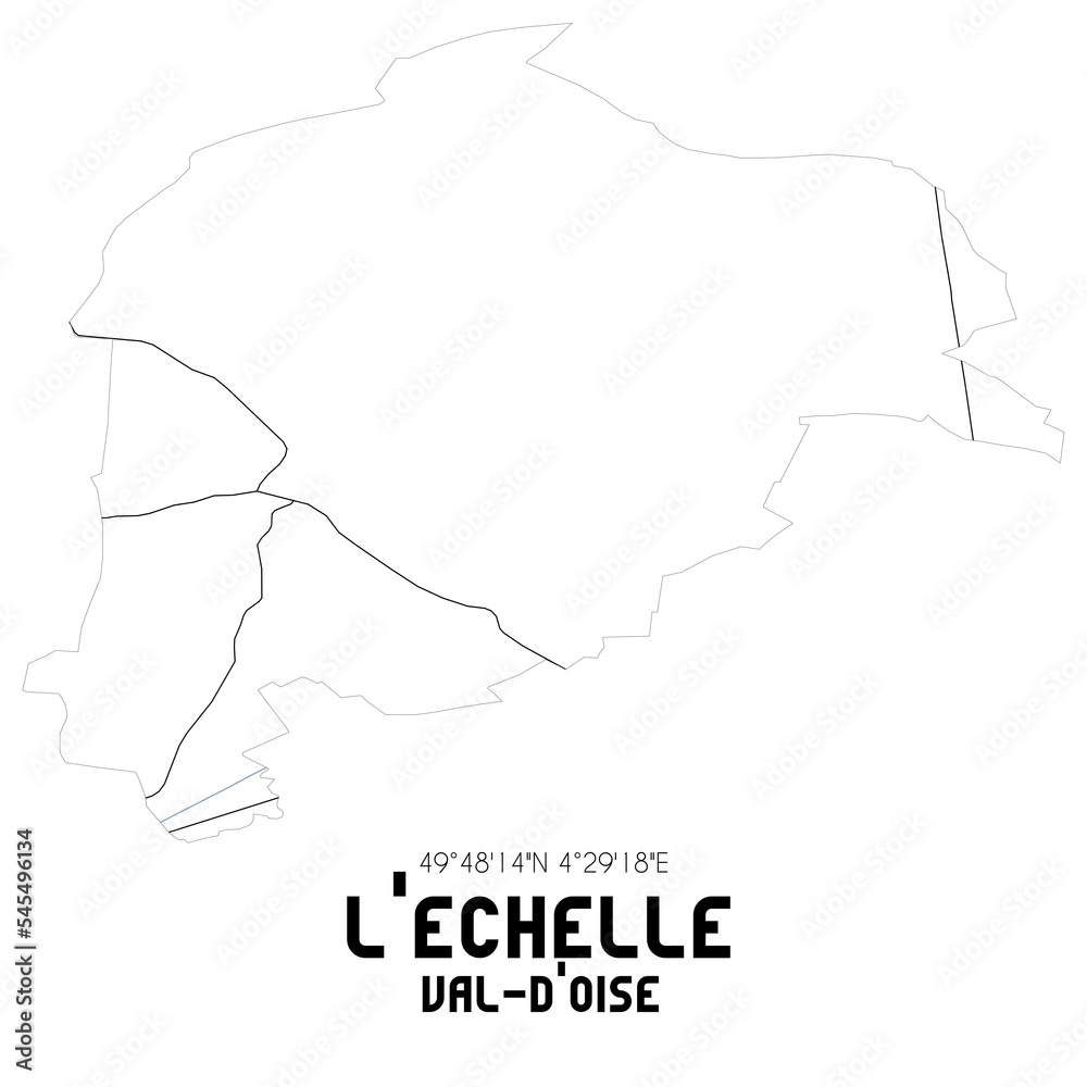 L'ECHELLE Val-d'Oise. Minimalistic street map with black and white lines.