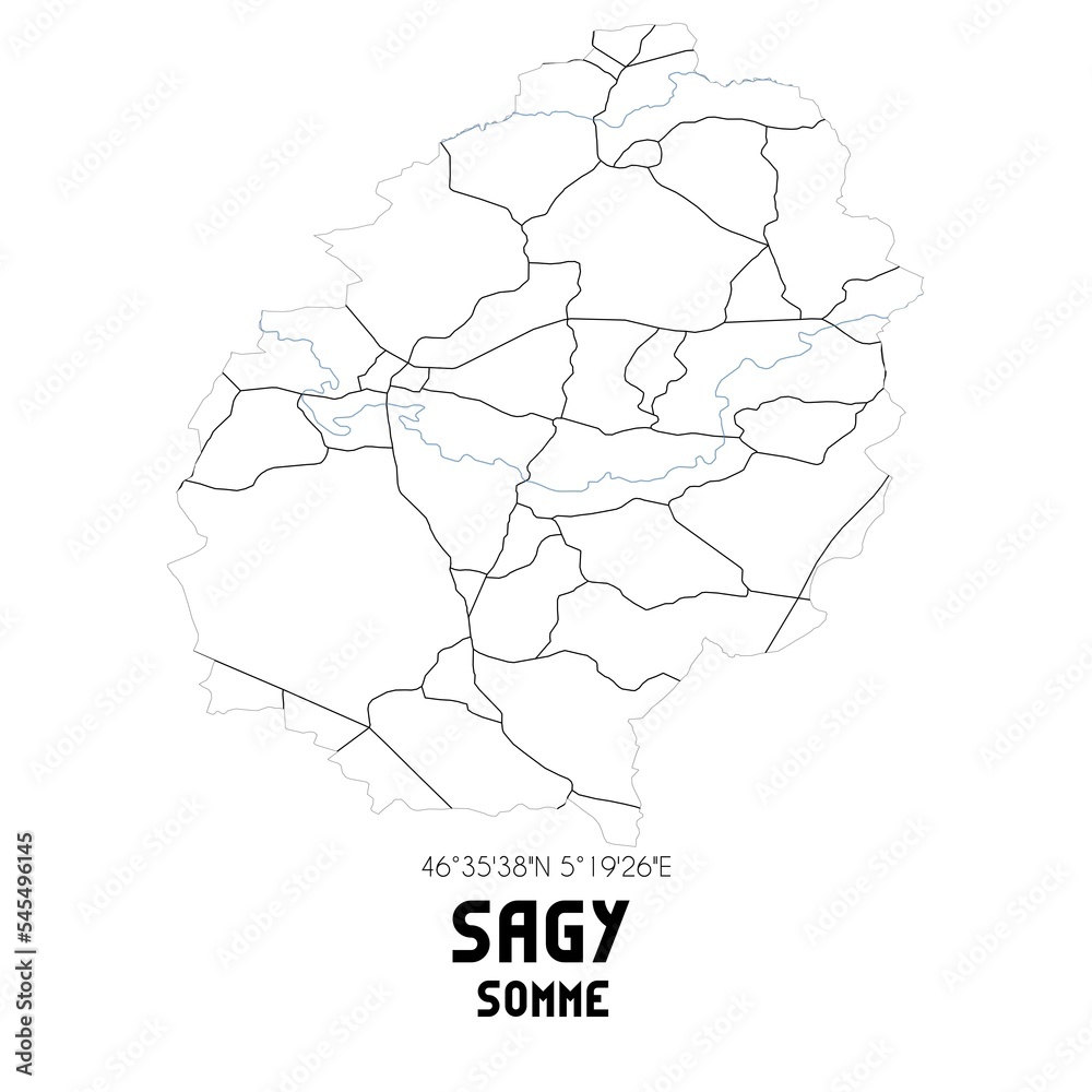 SAGY Somme. Minimalistic street map with black and white lines.