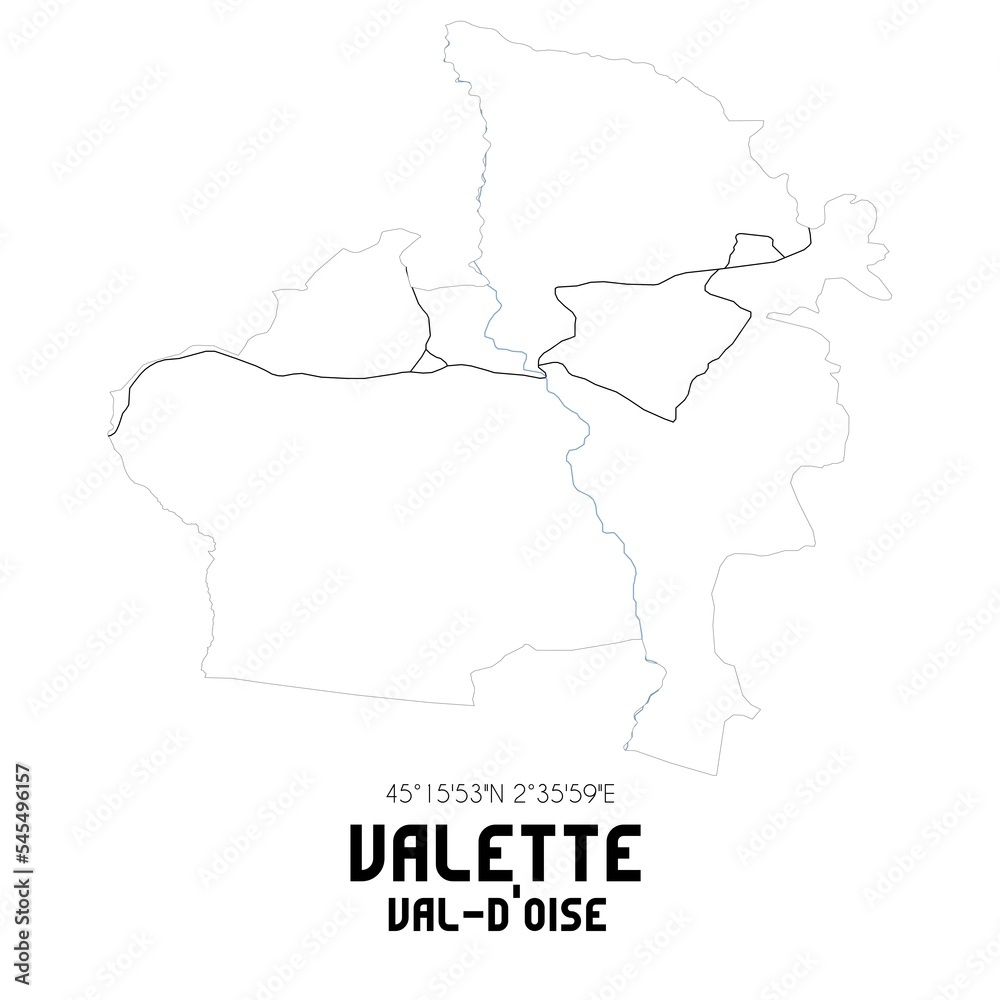 VALETTE Val-d'Oise. Minimalistic street map with black and white lines.