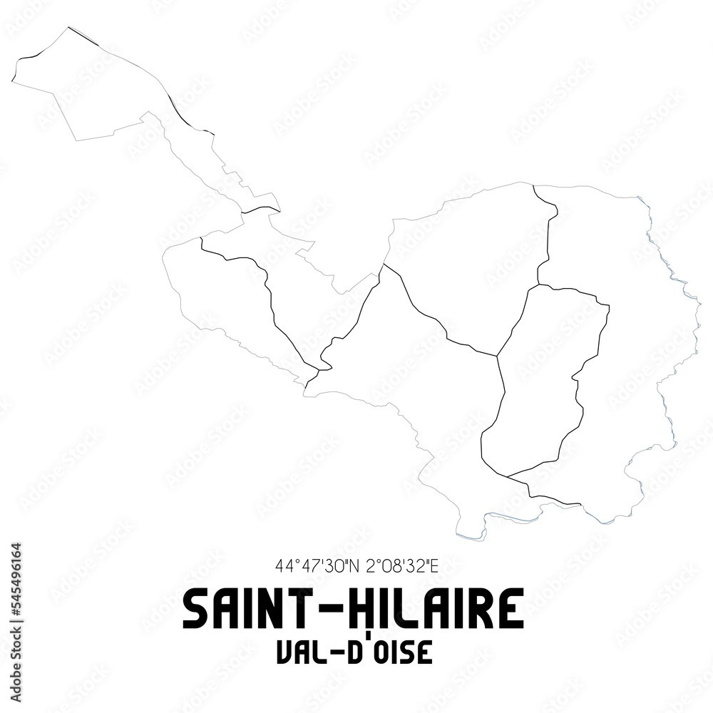 SAINT-HILAIRE Val-d'Oise. Minimalistic street map with black and white lines.