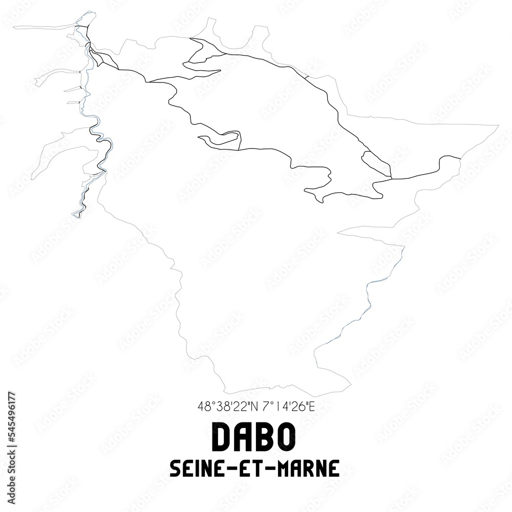 DABO Seine-et-Marne. Minimalistic street map with black and white lines. DABO Seine-et-Marne. Minimalistic street map with black and white lines.