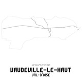VAUDEVILLE-LE-HAUT Val-d'Oise. Minimalistic street map with black and white lines.
