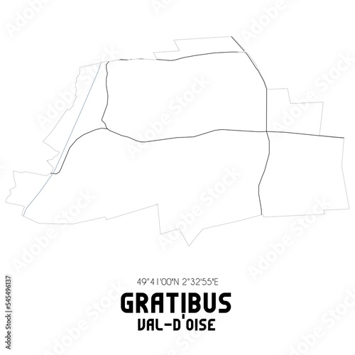 GRATIBUS Val-d'Oise. Minimalistic street map with black and white lines.