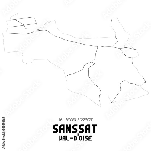 SANSSAT Val-d'Oise. Minimalistic street map with black and white lines.