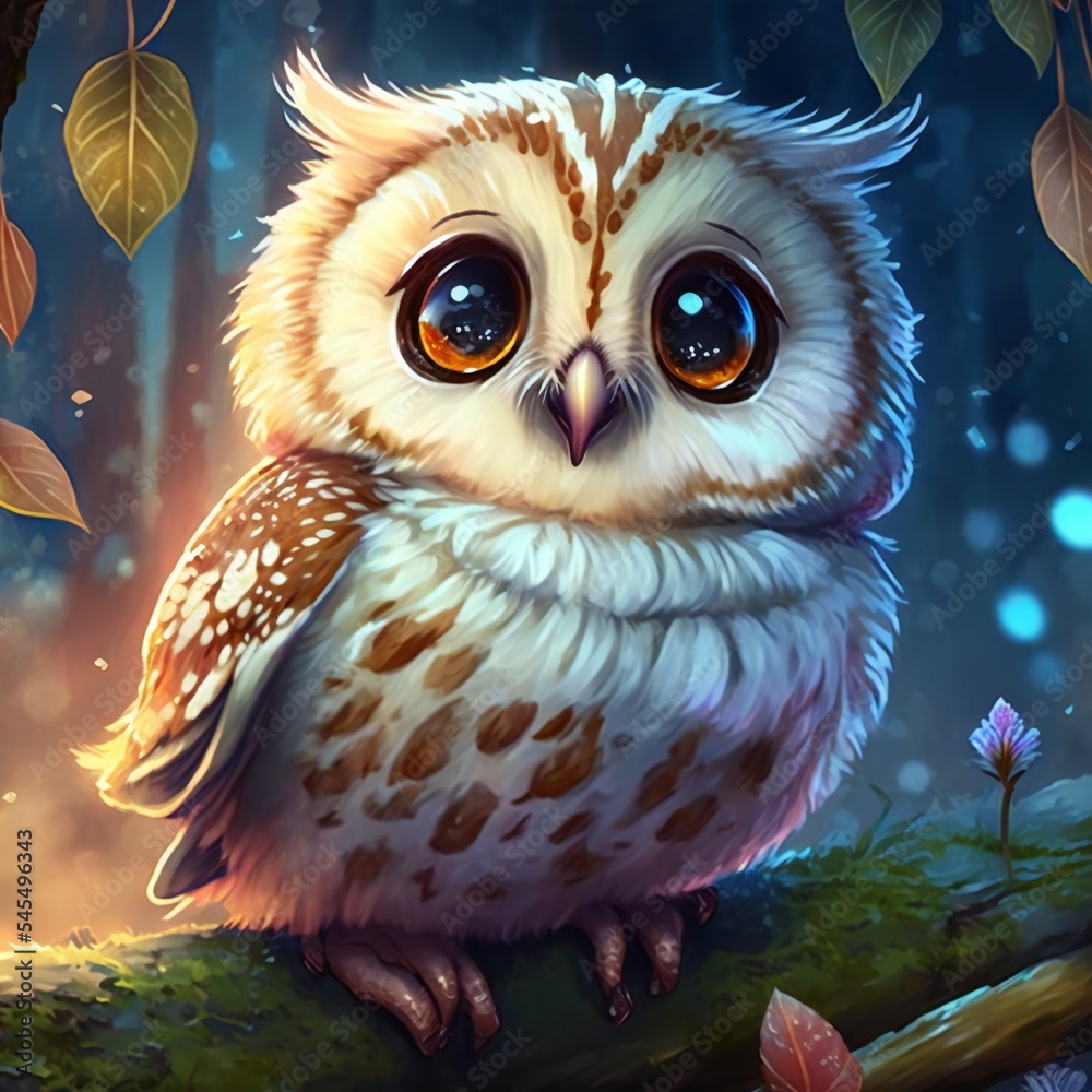 Obraz premium Fantasy owl from fairy tales.