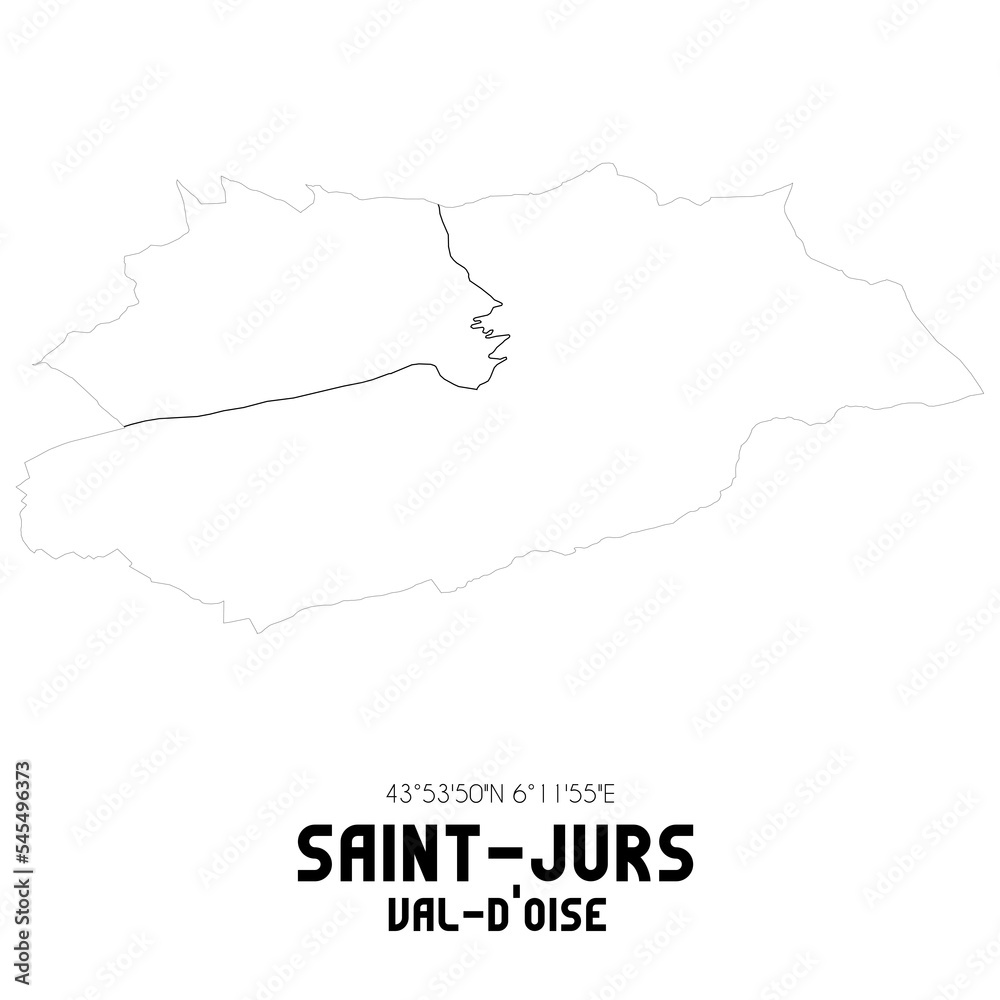 SAINT-JURS Val-d'Oise. Minimalistic street map with black and white lines.