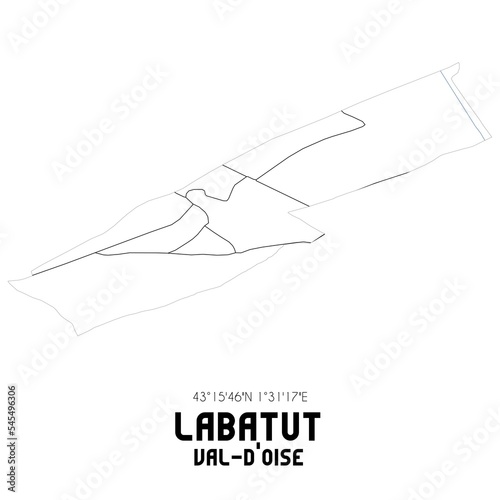 LABATUT Val-d'Oise. Minimalistic street map with black and white lines.