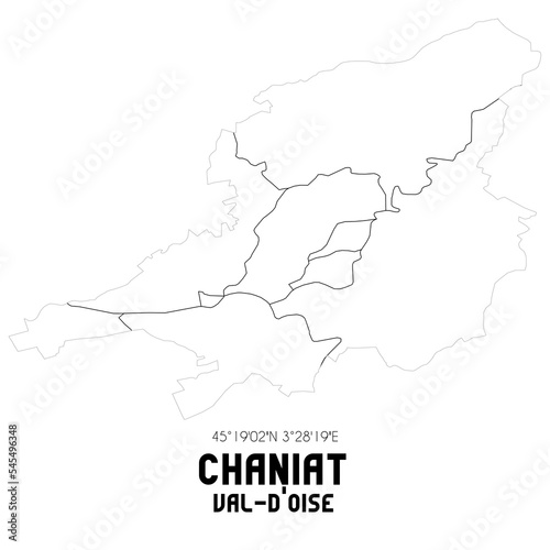 CHANIAT Val-d Oise. Minimalistic street map with black and white lines.