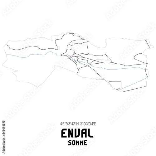 ENVAL Somme. Minimalistic street map with black and white lines.