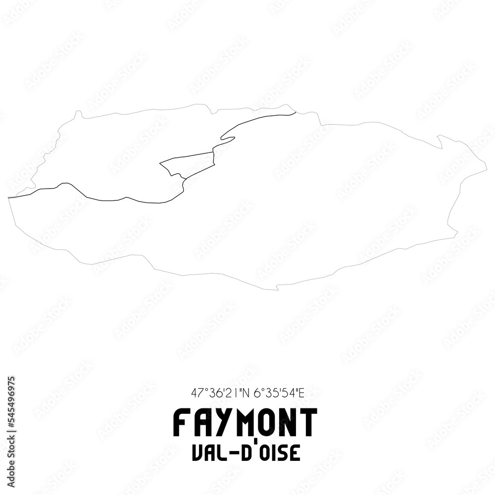 FAYMONT Val-d'Oise. Minimalistic street map with black and white lines.