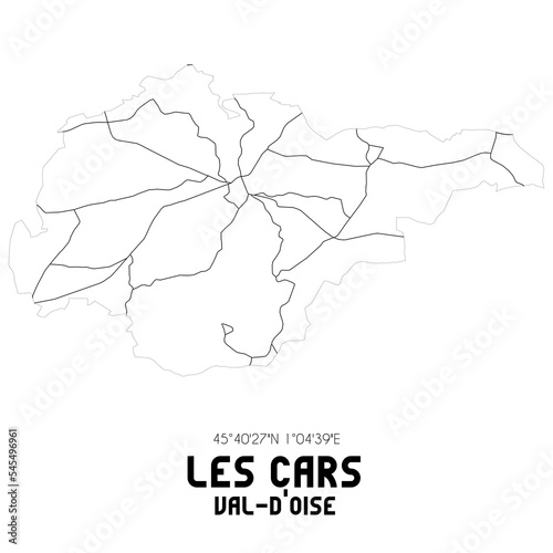 LES CARS Val-d'Oise. Minimalistic street map with black and white lines.