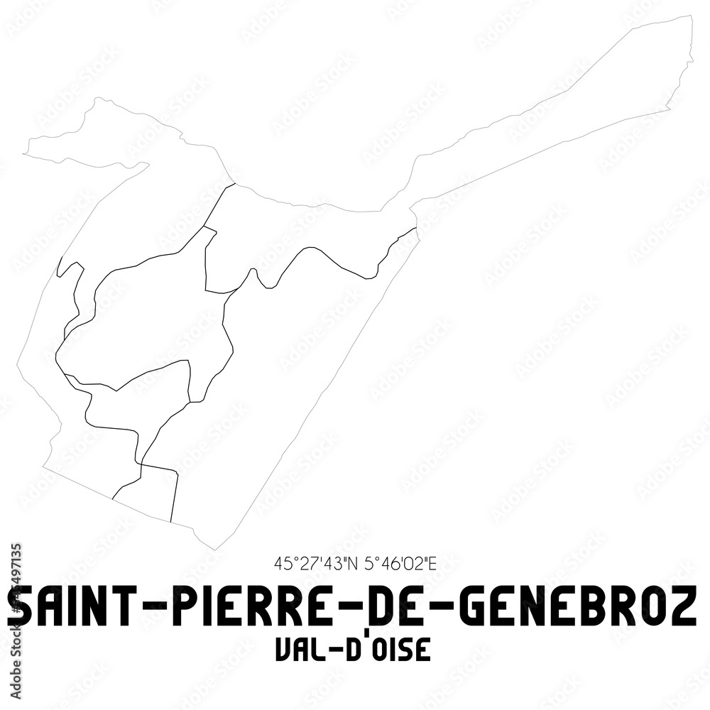 SAINT-PIERRE-DE-GENEBROZ Val-d'Oise. Minimalistic street map with black and white lines.