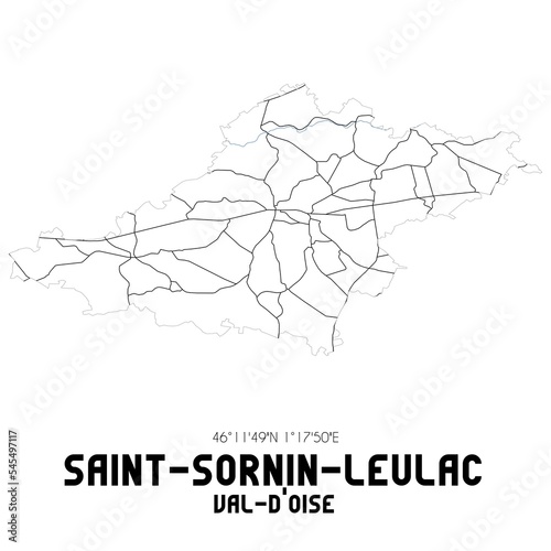 SAINT-SORNIN-LEULAC Val-d'Oise. Minimalistic street map with black and white lines.