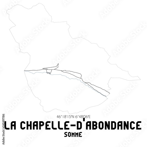 LA CHAPELLE-D ABONDANCE Somme. Minimalistic street map with black and white lines.