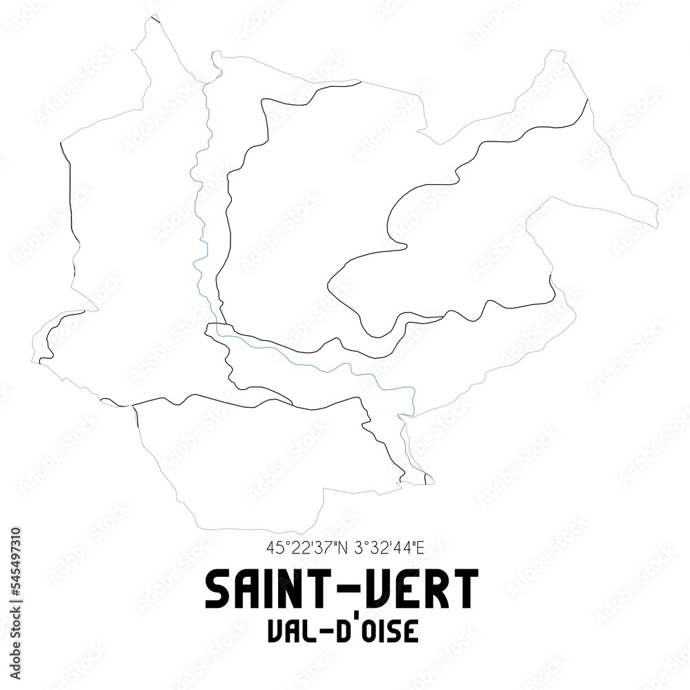 SAINT-VERT Val-d'Oise. Minimalistic street map with black and white lines. SAINT-VERT Val-d'Oise. Minimalistic street map with black and white lines.