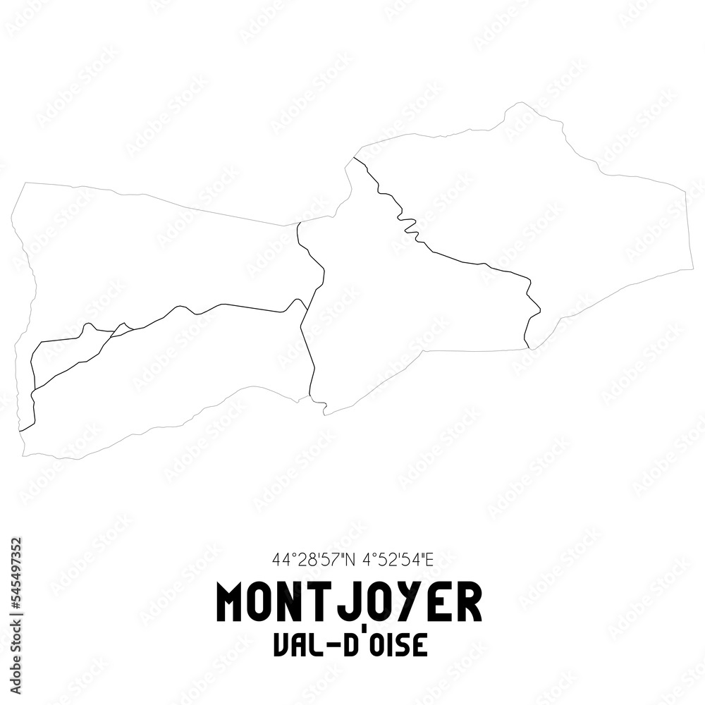 MONTJOYER Val-d'Oise. Minimalistic street map with black and white lines.