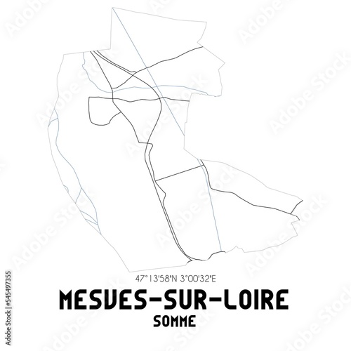 MESVES-SUR-LOIRE Somme. Minimalistic street map with black and white lines.