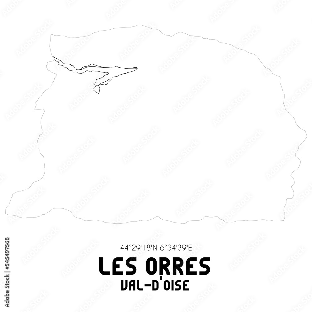 LES ORRES Val-d'Oise. Minimalistic street map with black and white lines. LES ORRES Val-d'Oise. Minimalistic street map with black and white lines.