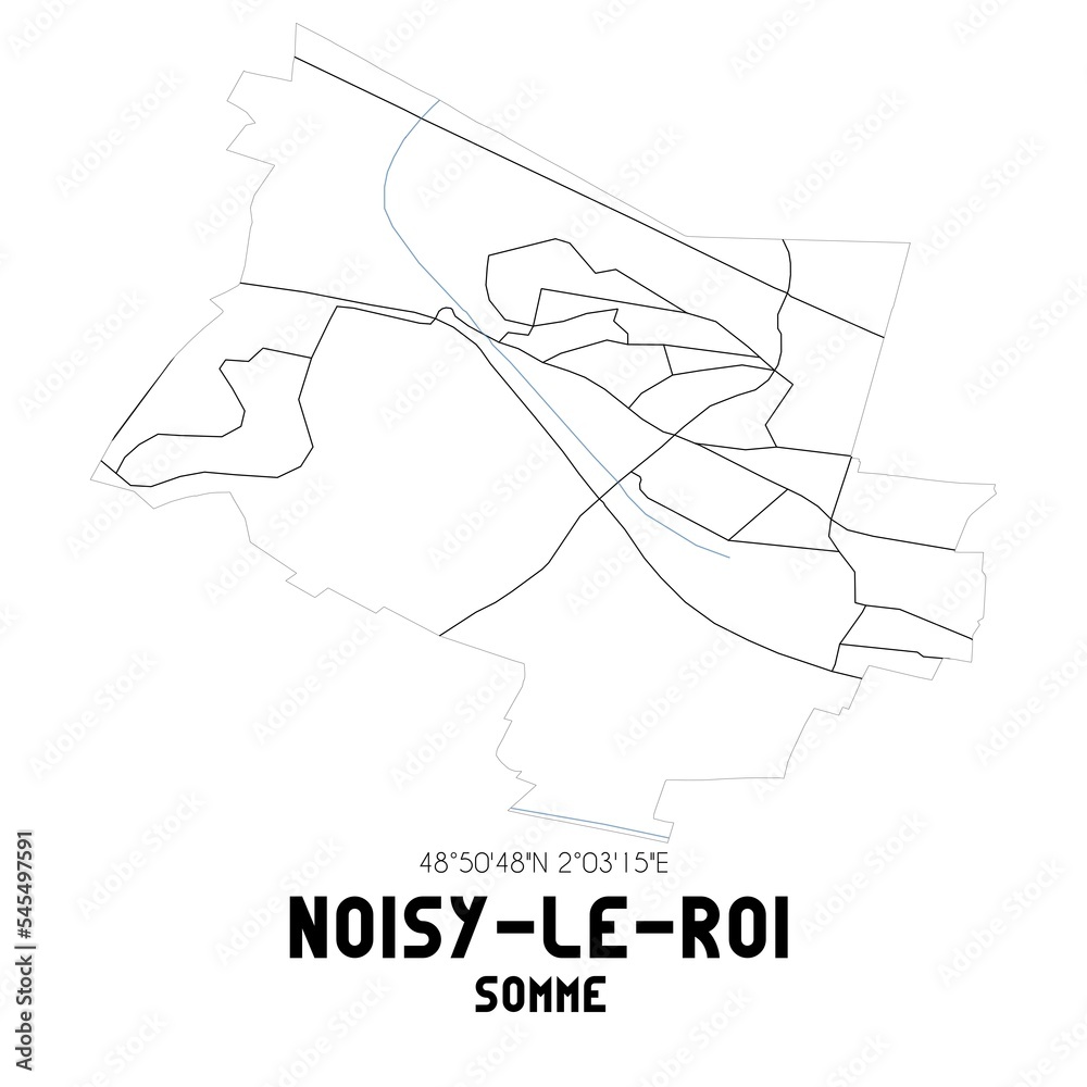 NOISY-LE-ROI Somme. Minimalistic street map with black and white lines. NOISY-LE-ROI Somme. Minimalistic street map with black and white lines.