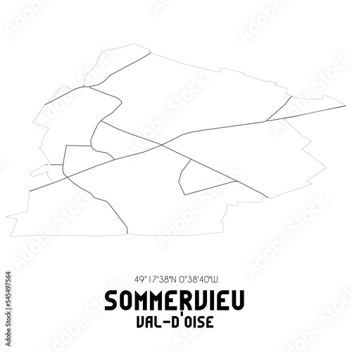 SOMMERVIEU Val-d'Oise. Minimalistic street map with black and white lines.