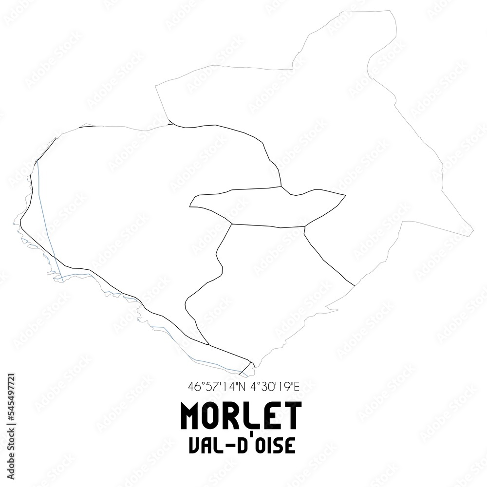 MORLET Val-d'Oise. Minimalistic street map with black and white lines.