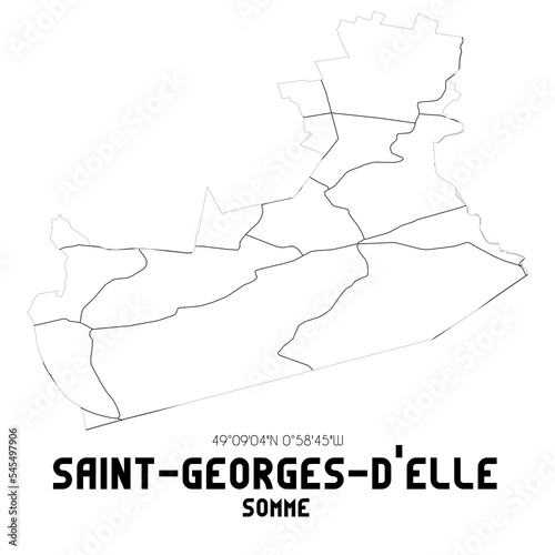 SAINT-GEORGES-D ELLE Somme. Minimalistic street map with black and white lines.