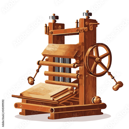Vector illustration of Gutenberg's printing press machine