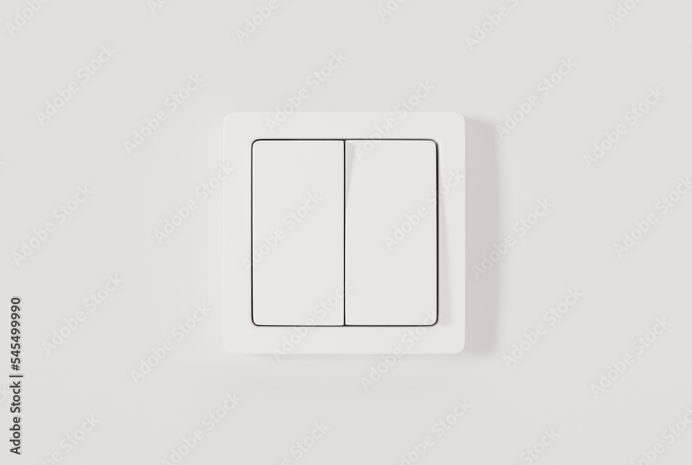 Light switch on a light background. The concept of using electricity, saving electricity. 3D render, 3D illustration. Light switch on a light background. The concept of using electricity, saving electricity. 3D render, 3D illustration.